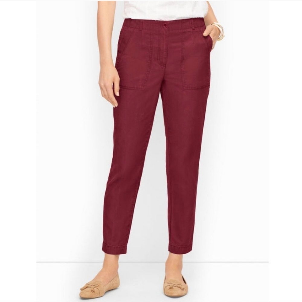 Talbots Slim Cargo Pants Burgundy Red 6